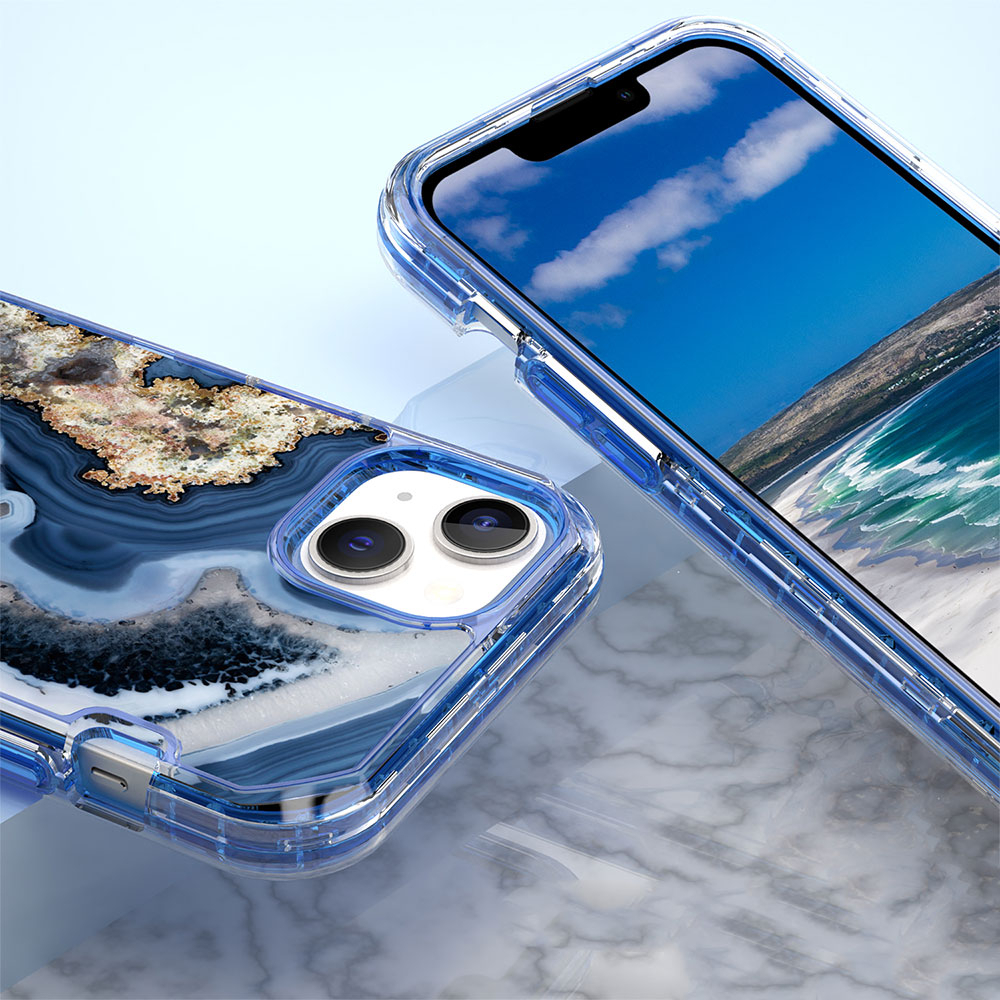 iPhone SE (2022/2020) / 8 / 7 Hybrid Hülle TPU Bumper mit Acryl Rückseite im Marble Marmor Design - Style 1