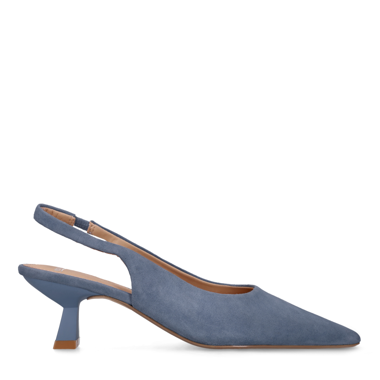 Blauwe suède slingbacks