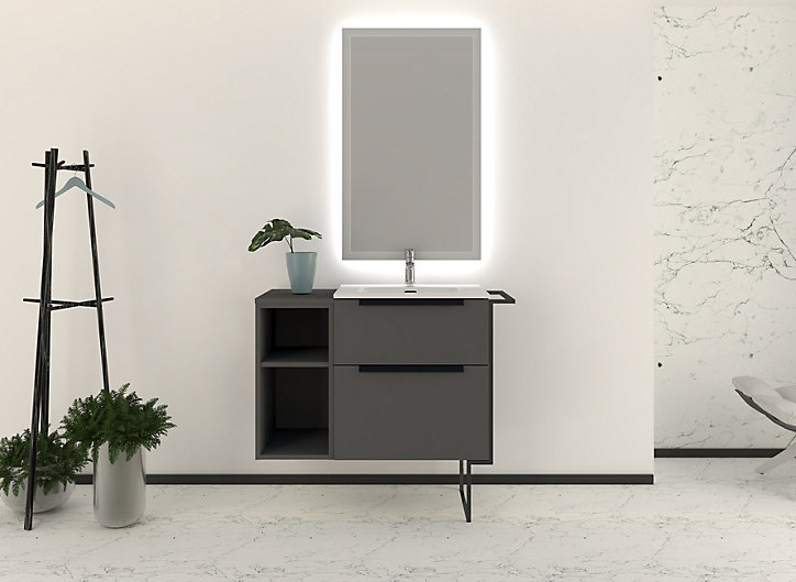 Niche complément sous vasque 2 cases Urban gris mat 30 cm
