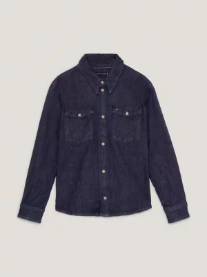 Camisa jeans de corte regular com botões de pressão