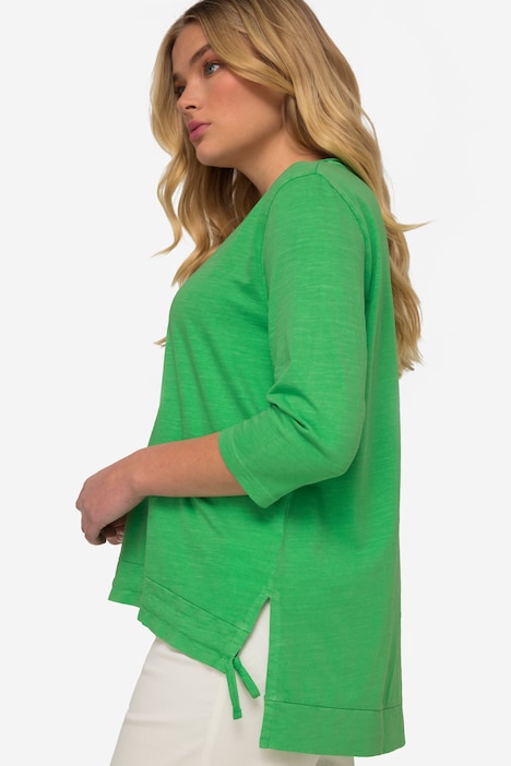 T-Shirt, V-Ausschnitt, Halbarm, Saum mit Raffung OEKO-TEX MIG