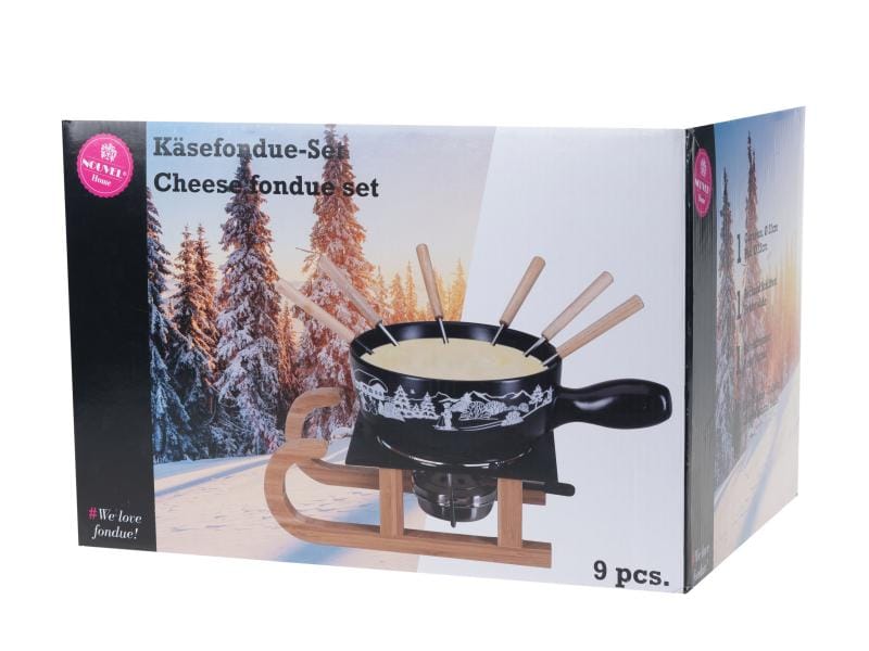Nouvel Käsefondue-Set Schlitten 9 Teile, Schwarz Für 6 Personen, schwarz