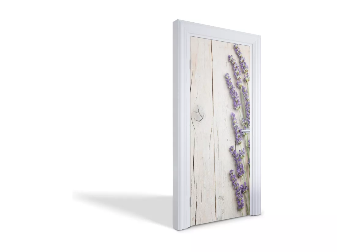 Stickers décoratifs pour portes intérieures - Lavande sur bois 85x205 cm