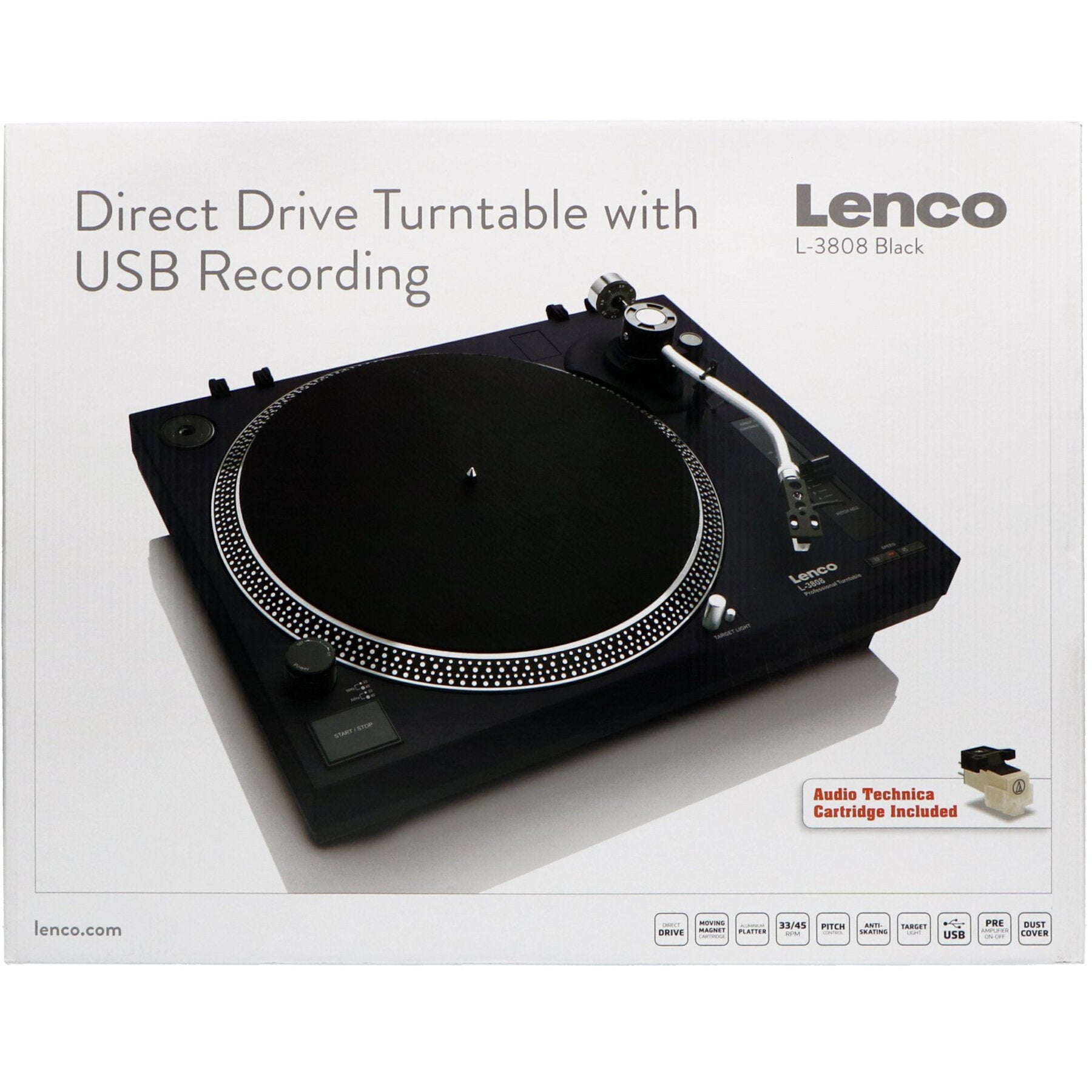 Lenco L-3808 Matte Black digitale USB-platenspeler