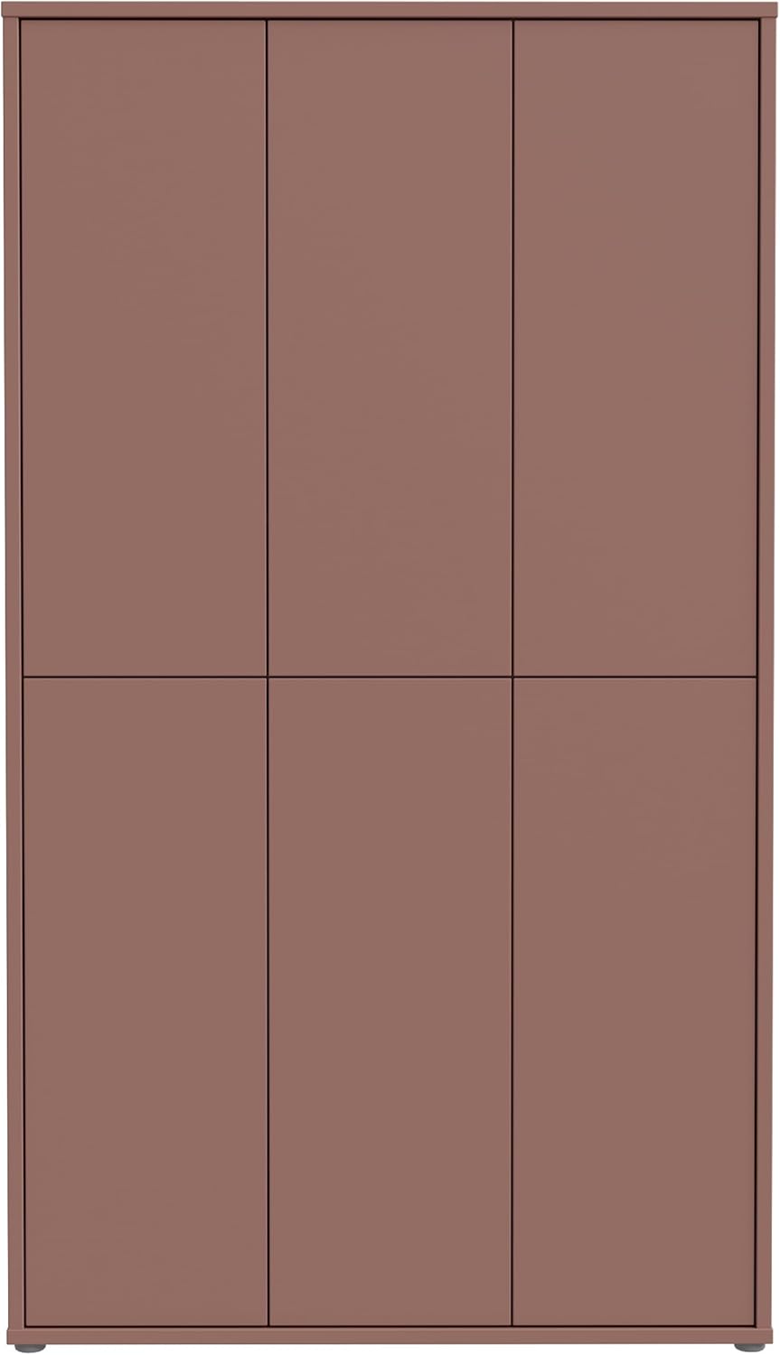 Forte Alice Springs Schuhschrank 100 110, moderner Schrank mit 6 Türen, 15 Einlegeböden, Holzwerkstoff, Terrakotta, 109,2 cm breit x 191,9 cm hoch x 34,9 cm tief