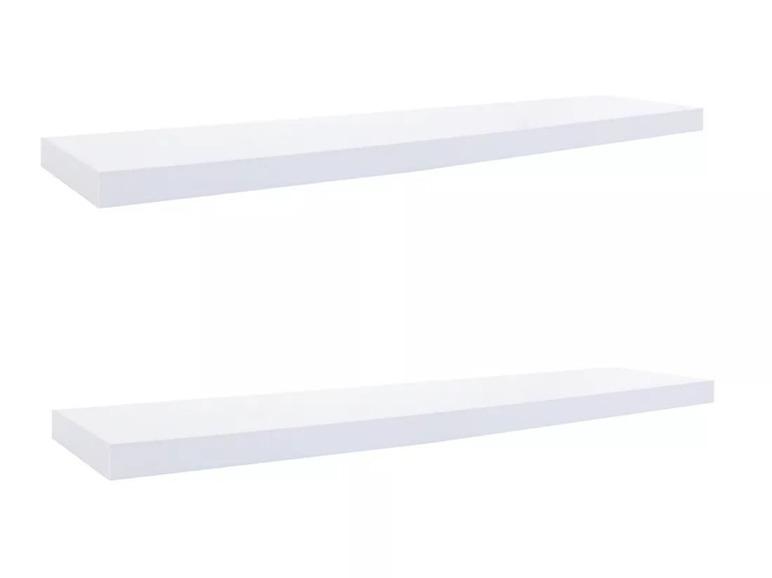 Set 2 Étagères Blanches Bois Mdf Chambre Moderne 3,8x100x25