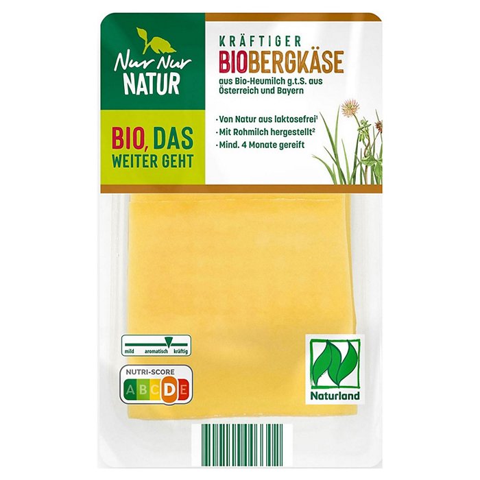 NUR NUR NATUR Bio-Käsescheiben 150 g, Bergkäse