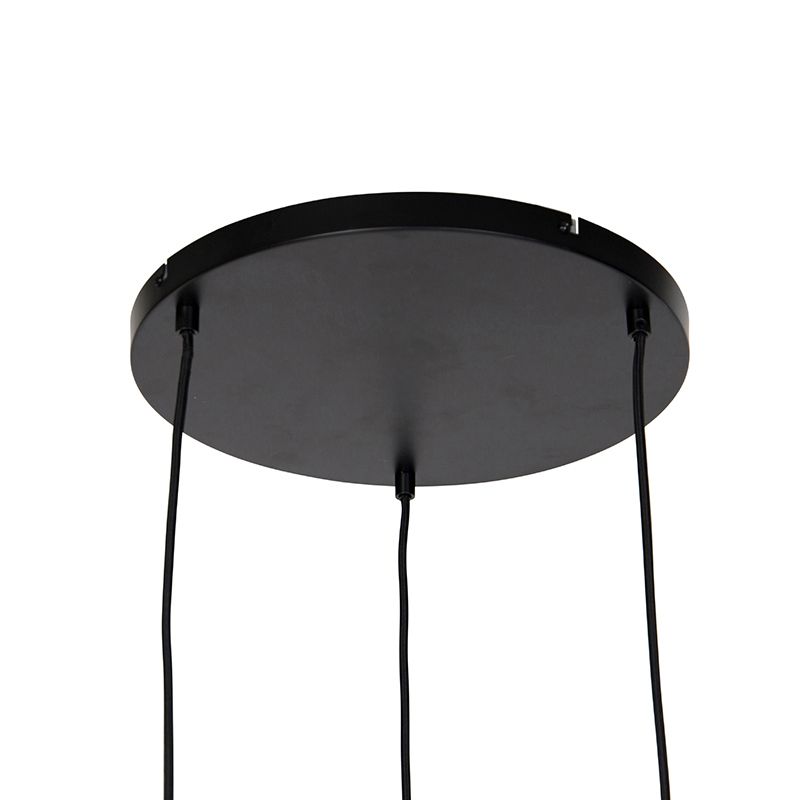 Design hanglamp zwart met goud en smoke glas 3-lichts - Zuzanna