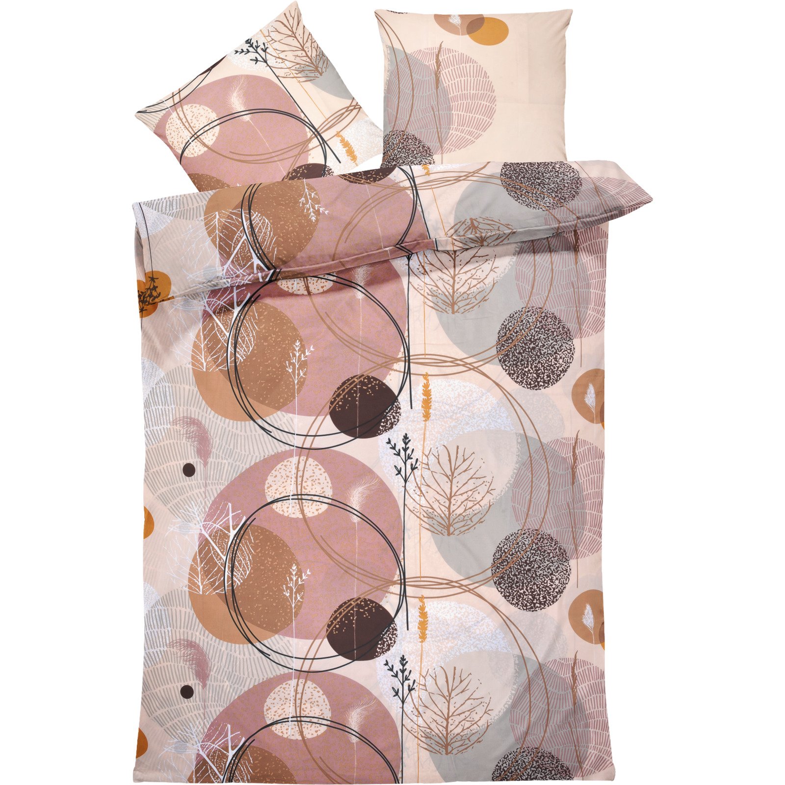 Bettwäsche Microfaser Blätter nude beige 50x70 Kissenbezug