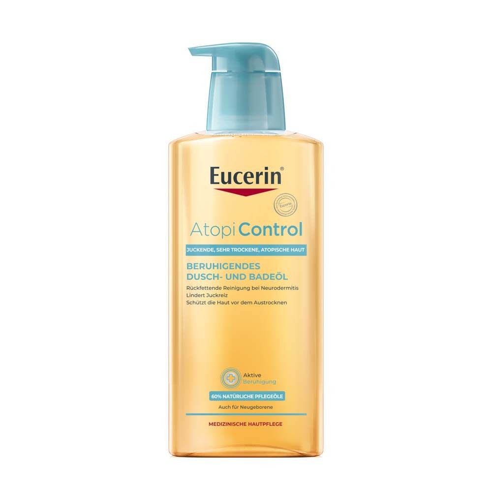 Eucerin® AtopiControl Dusch-und Badeöl – reinigt und beruhigt atopische Haut & zur Linderung von Juckreiz bei Neurodermitis - Jetzt 3€ sparen mit Code 