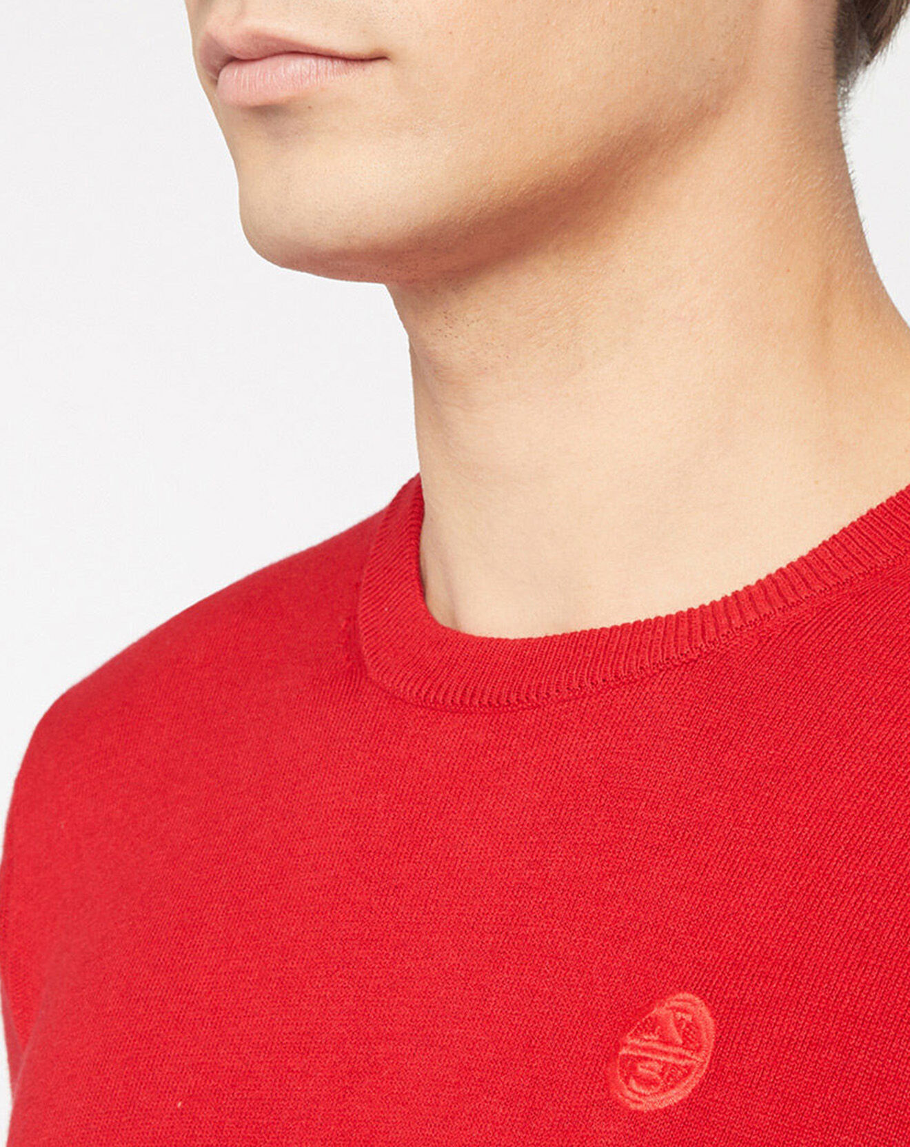 North Sails Pull en Coton Bio & Laine col rond rouge