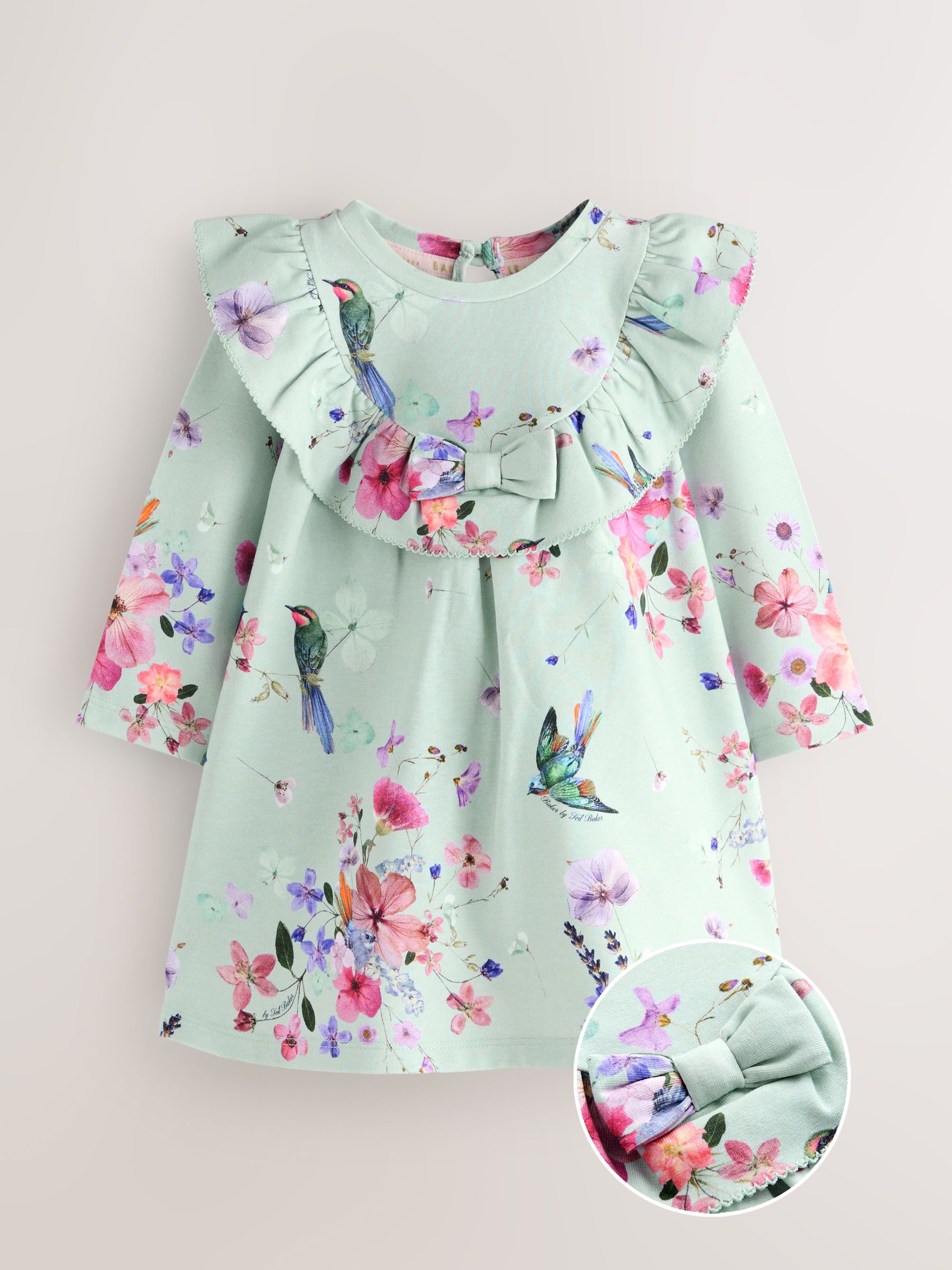 Mintgroen - Baker by Ted Baker jersey-jurk met ruches