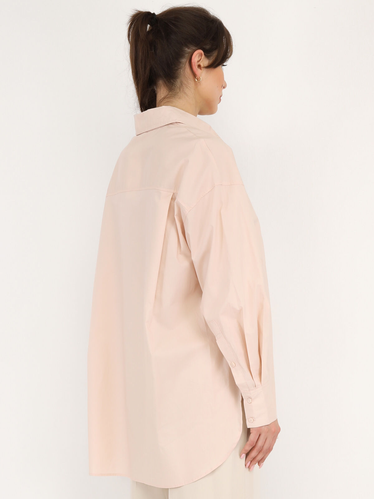 Chemise oversize à fentes- Beige