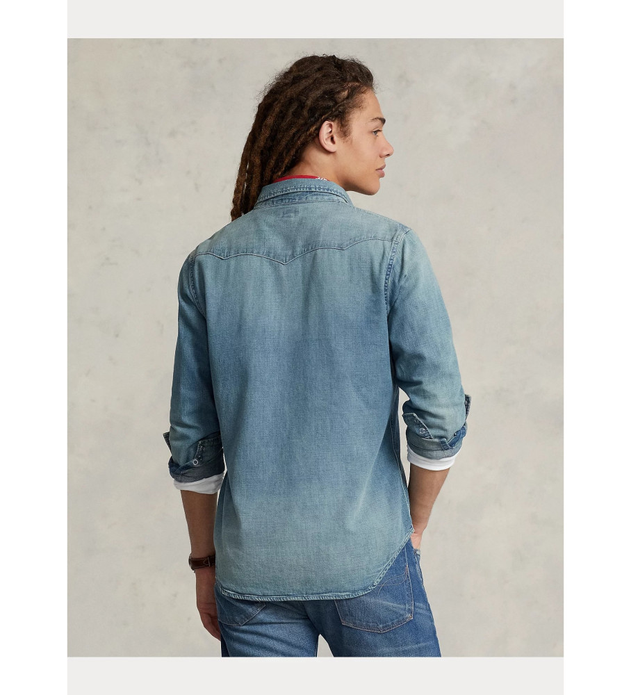 Camisa Ralph Lauren estilo western em denim azul flamejante