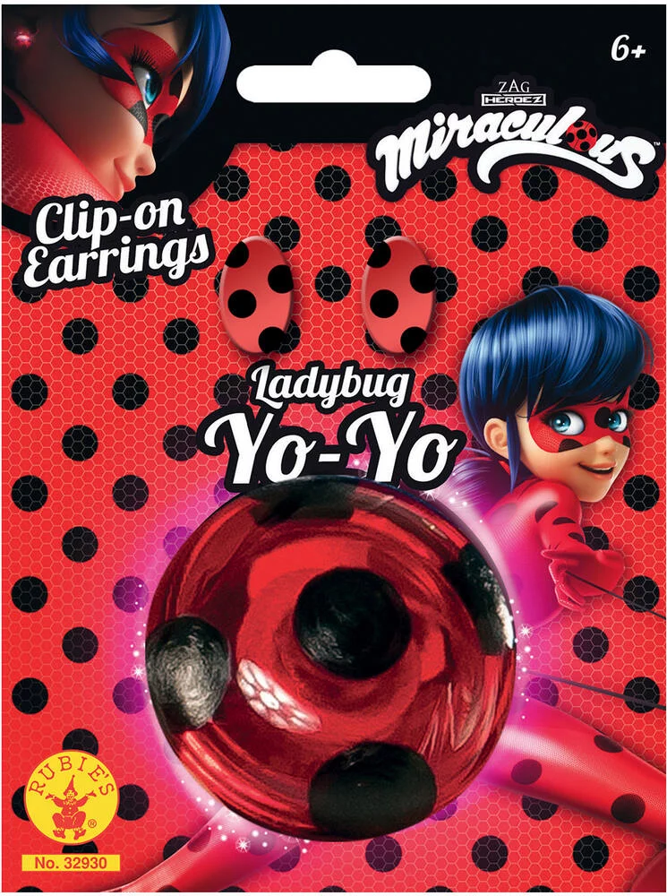 MIRACULOUS LADYBUG - DEGUISEMENT - KIT YO -YO ET BOUCLES D' OREILLES