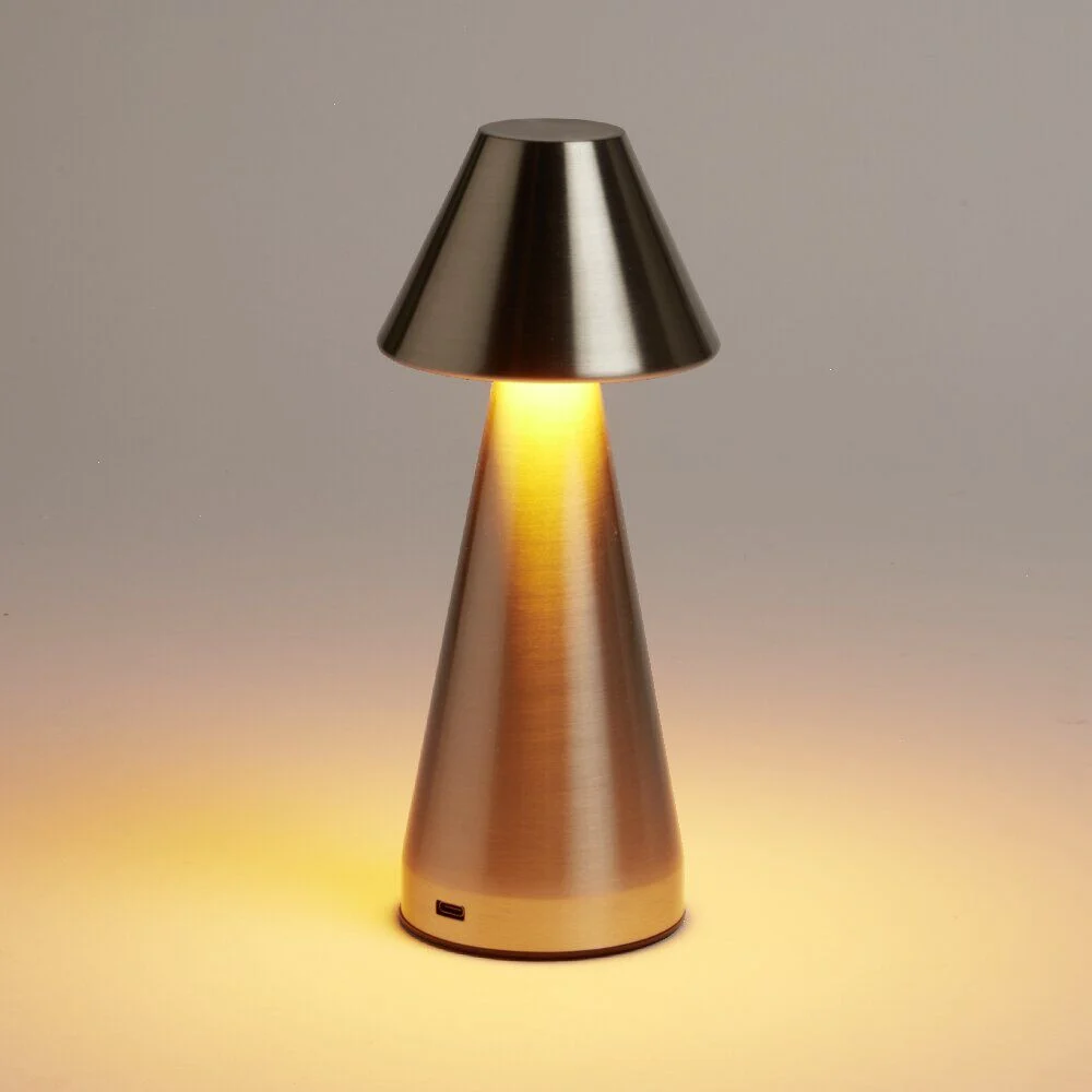 Lampe de table Conni USB tactile grise Ø9,5xH22,5cm