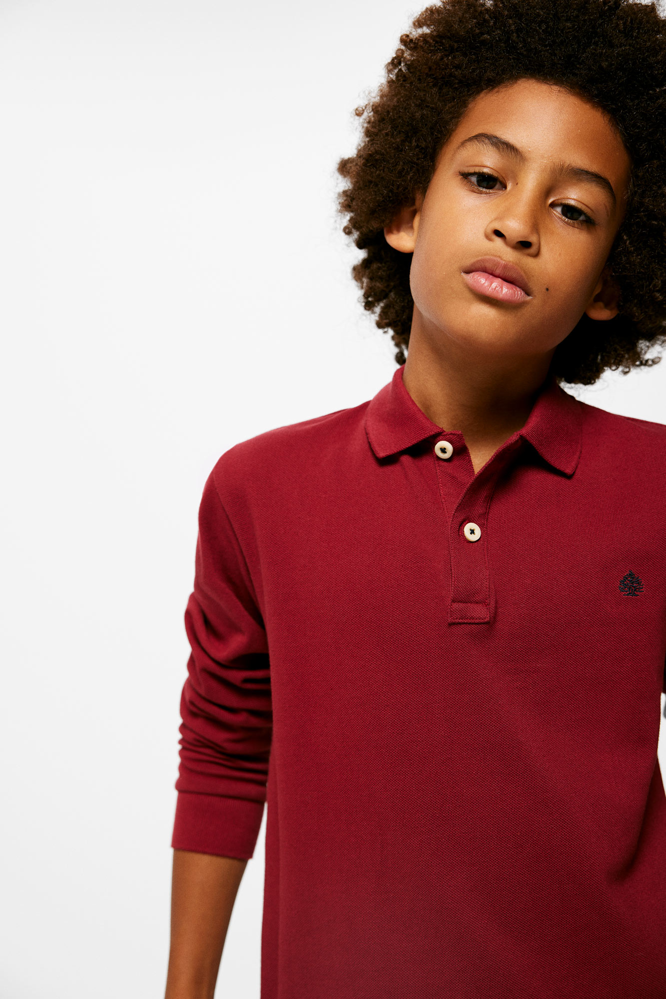 Camisa polo básica de manga comprida para meninos