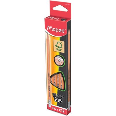 Maped Black'Peps - Crayon à papier - HB - 2,2 mm - embout gomme