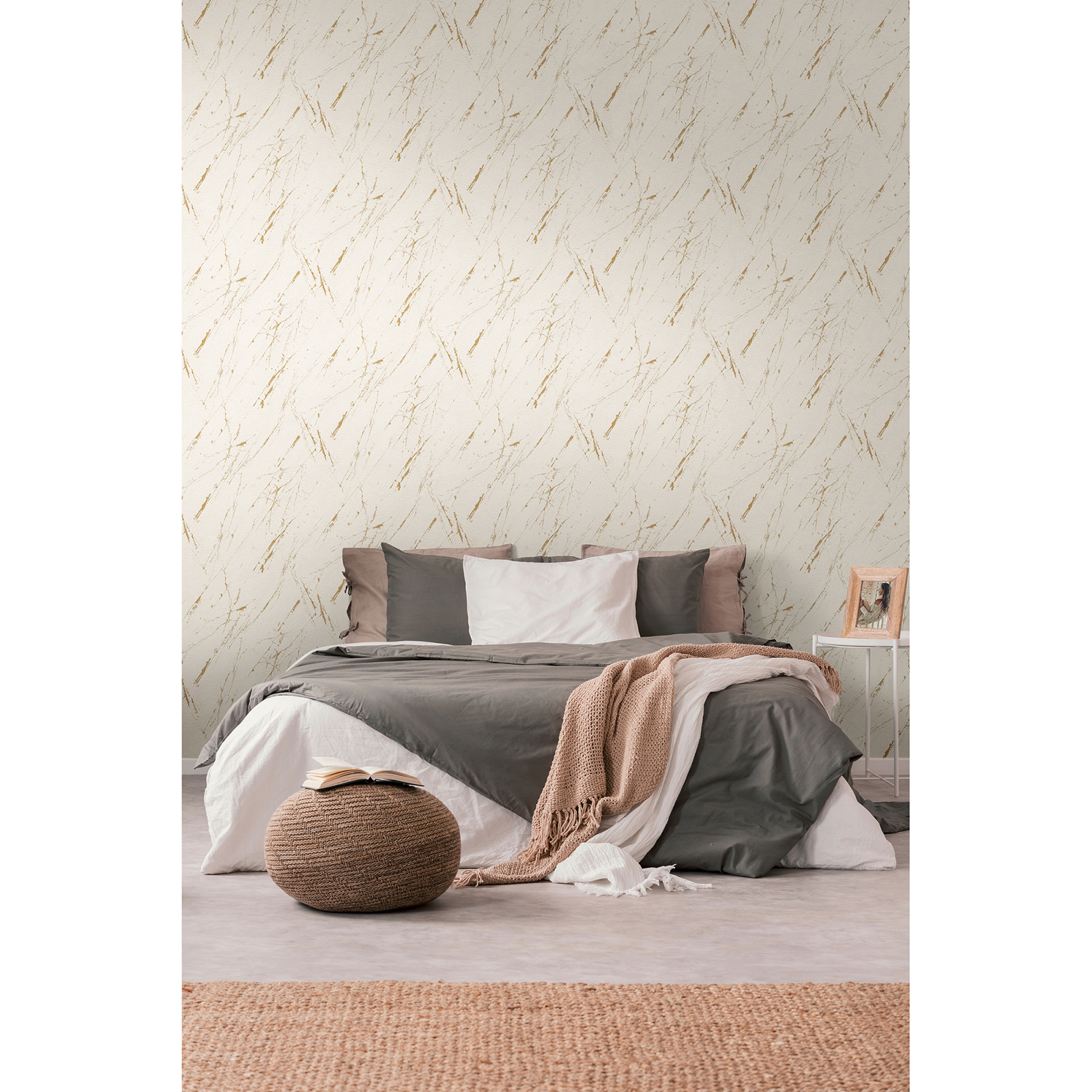 Vliestapete - beige-gold - Mamoroptik - 10 Meter