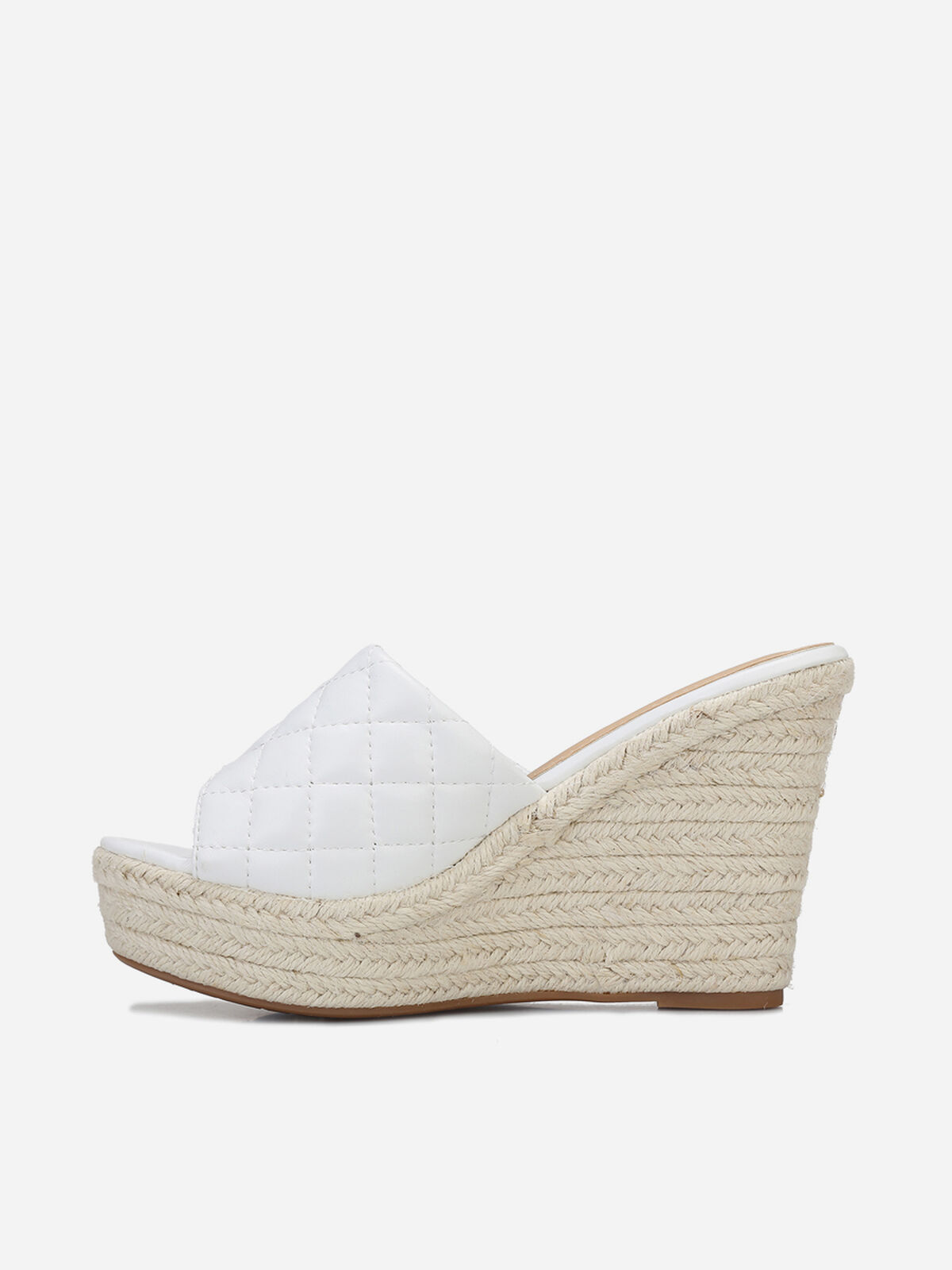 Mules compensées effet matelassé- Blanc