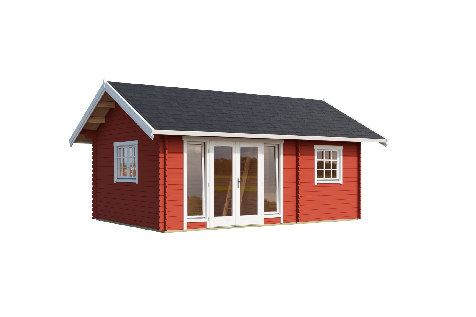 Gartenhaus CAROLINE 2.1 - schwedenrot - Fichte massiv - 575x390 cm