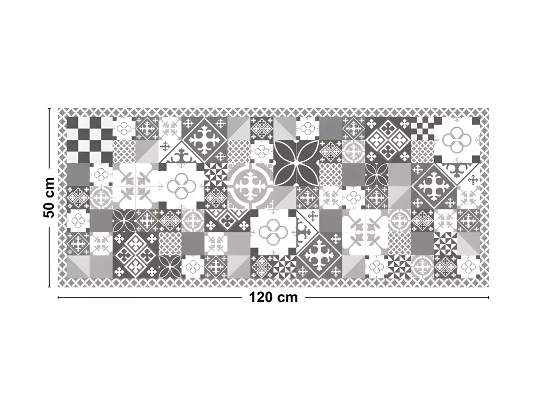 Tapis Vinyle Médium l 50xL120cm - Ciment Style Gris - Vinyle