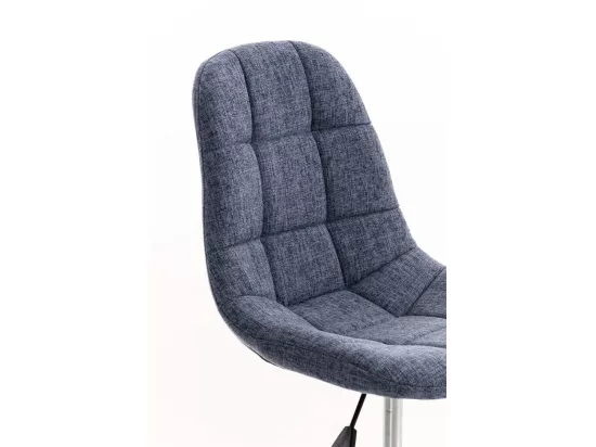 Chaise de bureau - Tissu & Métal chromé - Bleu - Emil