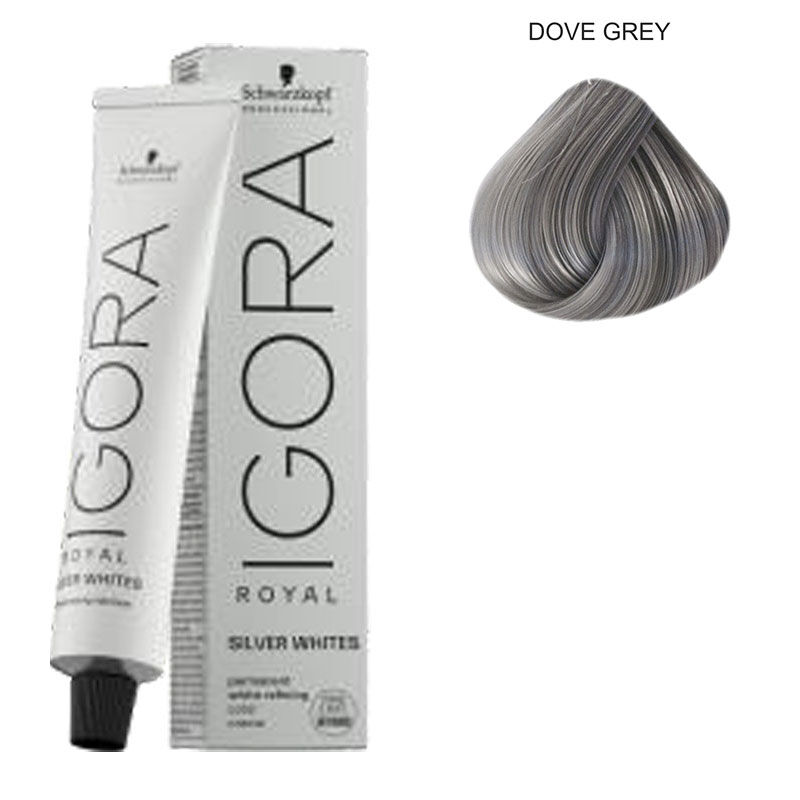 Coloration pour cheveux blancs et gris Igora Royal Silver White gris acier