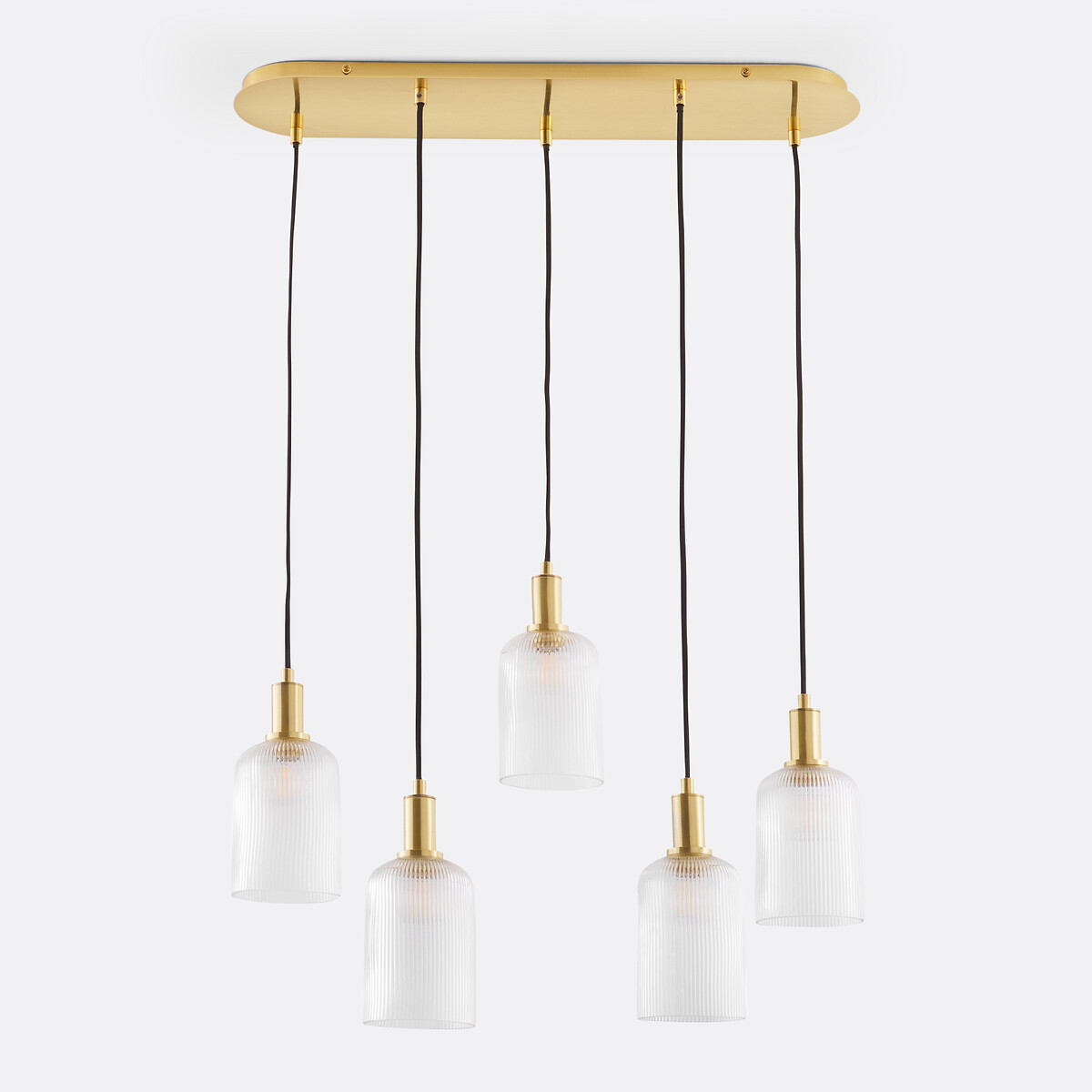 LA REDOUTE INTERIEURS<br>Luminária pendente em latão e vidro canelado, Bogotá