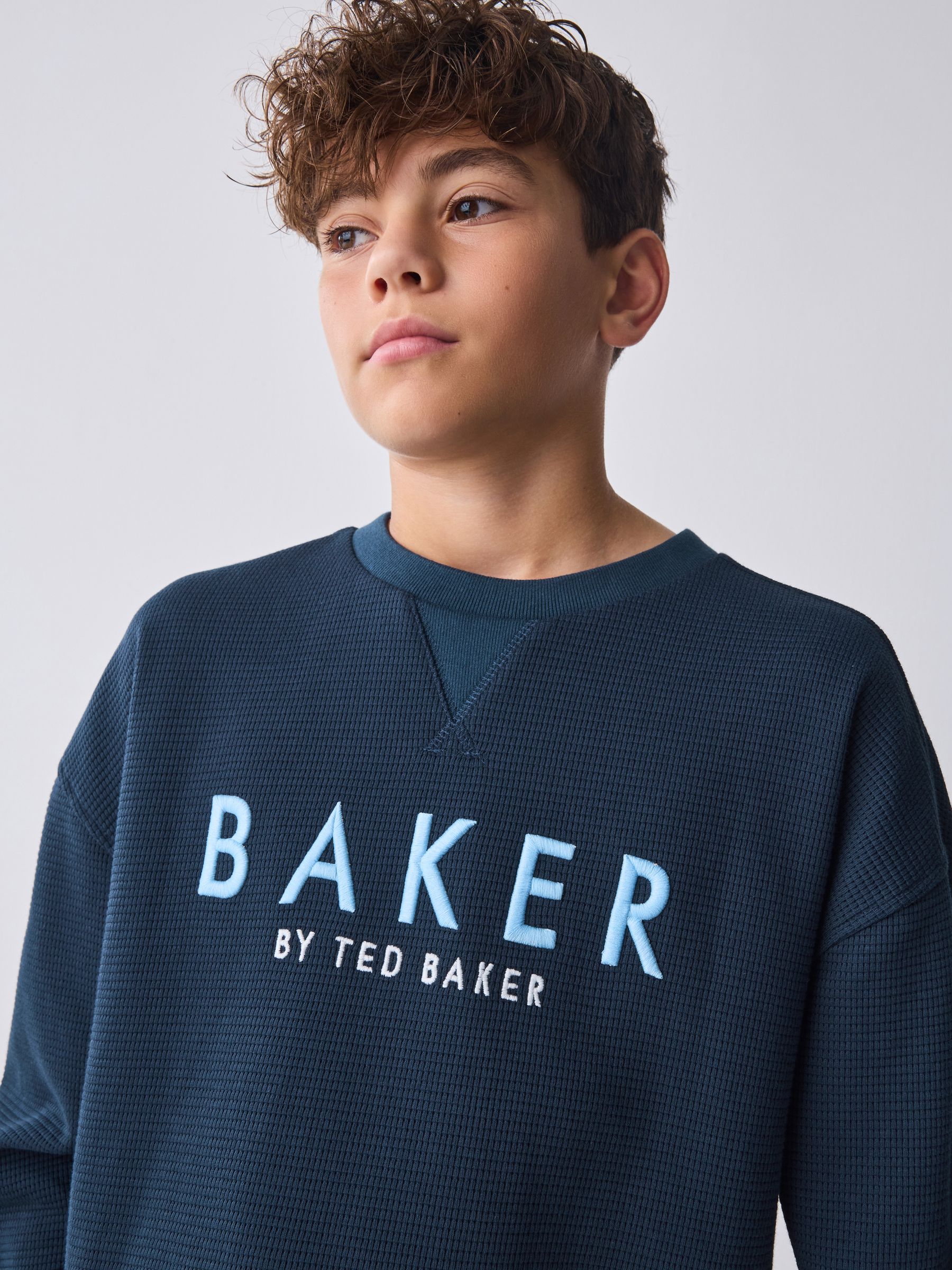 Blauw - Baker by Ted Baker Textured Sweatshirt and Short Set