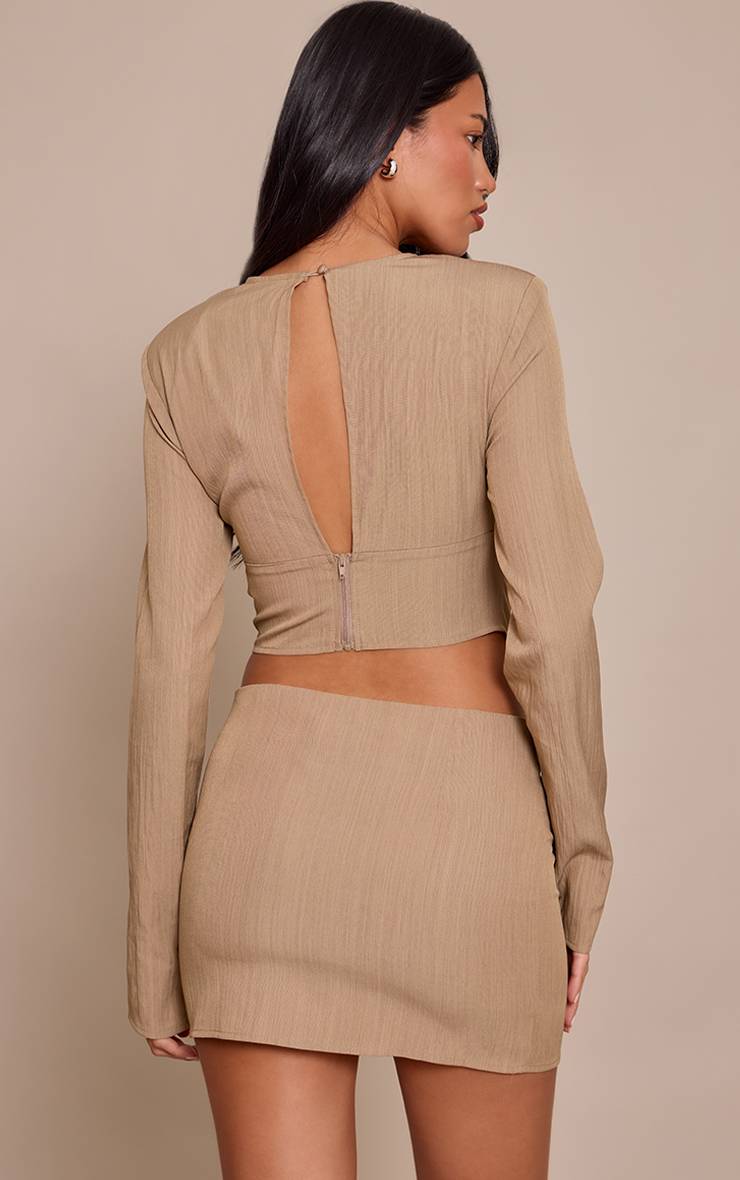 Taupe Ensemble Jupe Mini Ajustée