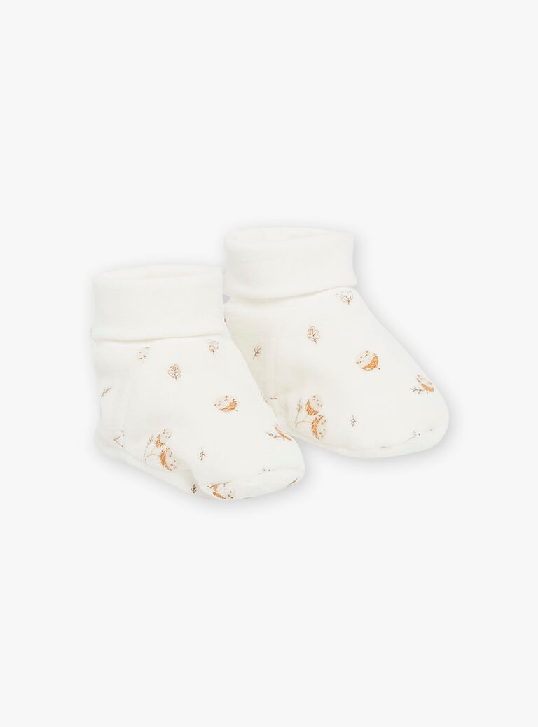 Chaussons de naissance écrus en velours