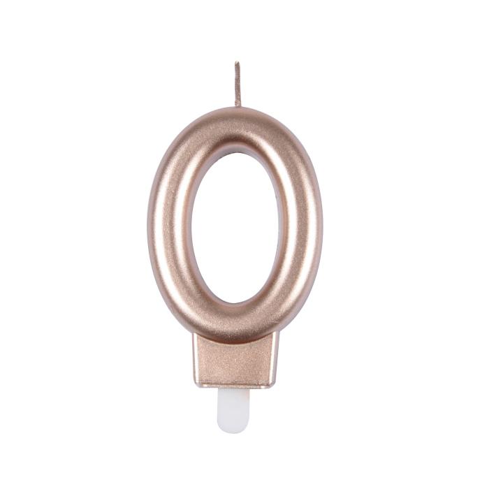 BOUGIE ANNIVERSAIRE CHIFFRE 0 H.7.5CM ROSE GOLD