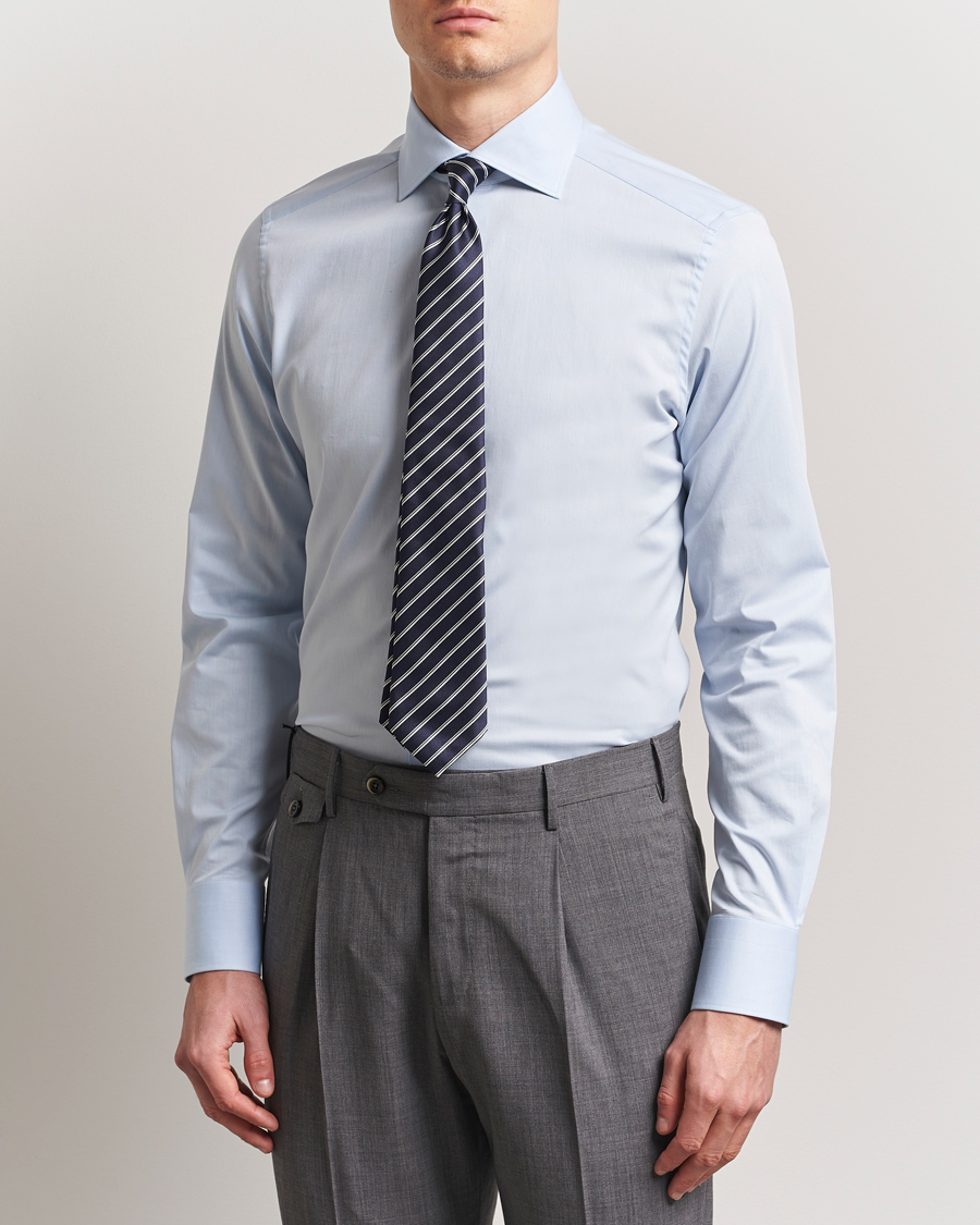 Zegna Slim Fit Cotton Dress Shirt Light Blue
