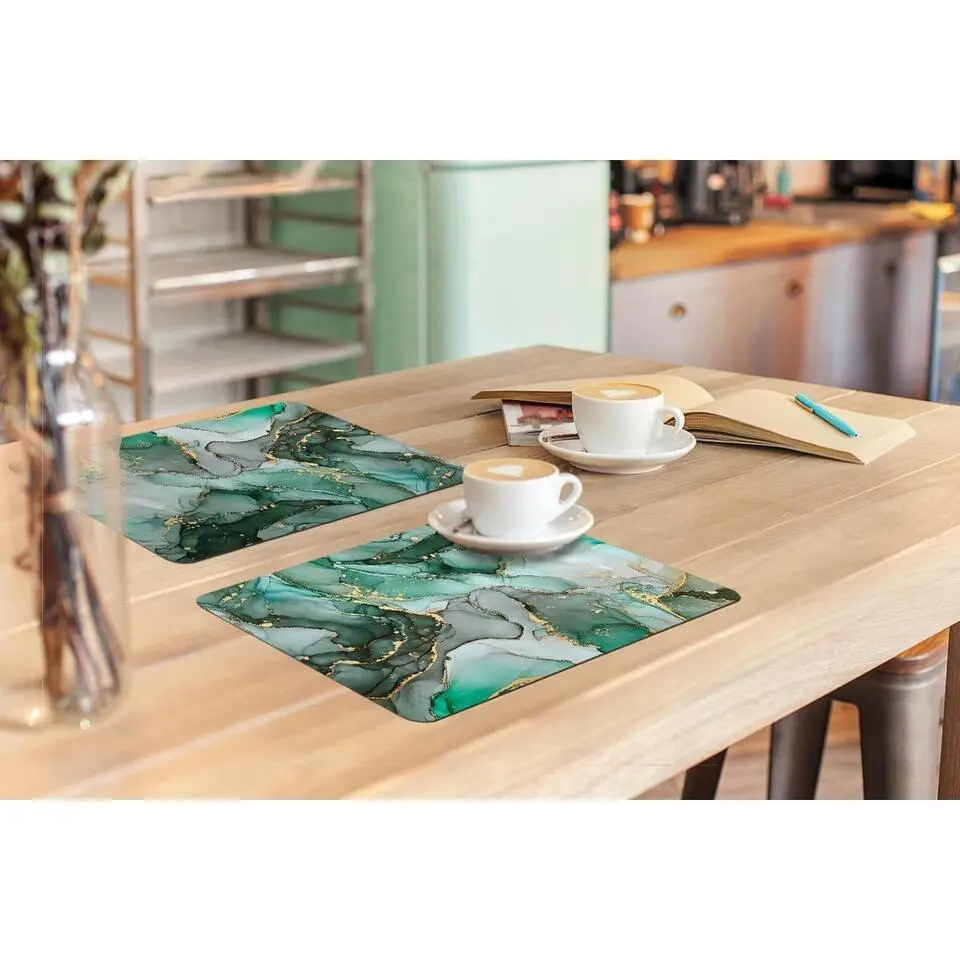 MuchoWow Placemat (6stuks) 45x30cm Goud Marmer Groen Luxe