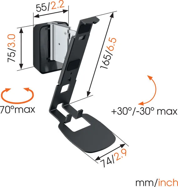 Vogel's Sound 4201 V2 Noir (la pièce) Supports pour enceintes
