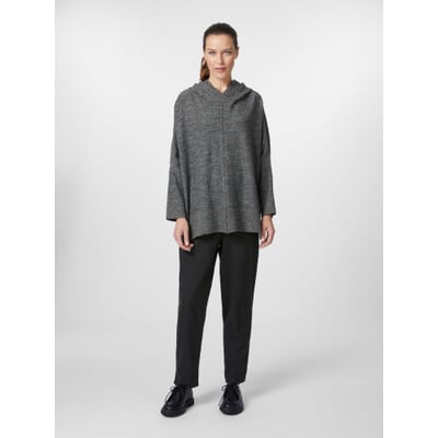 Damen-Strick-Hoodie, Graumeliert