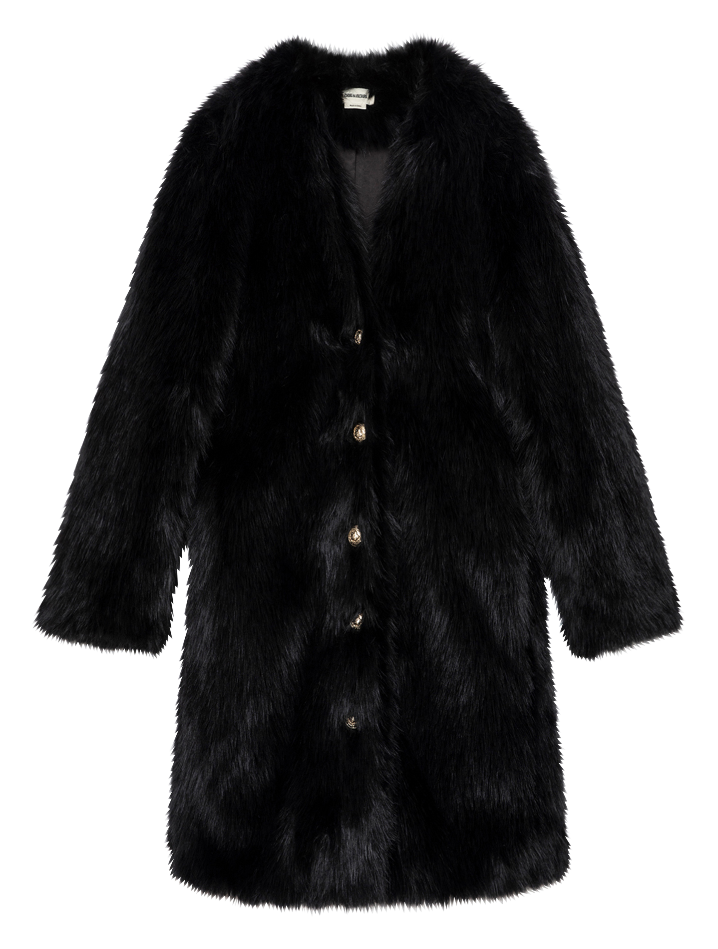 MILAS - Manteau mi-long effet fourrure| Noir