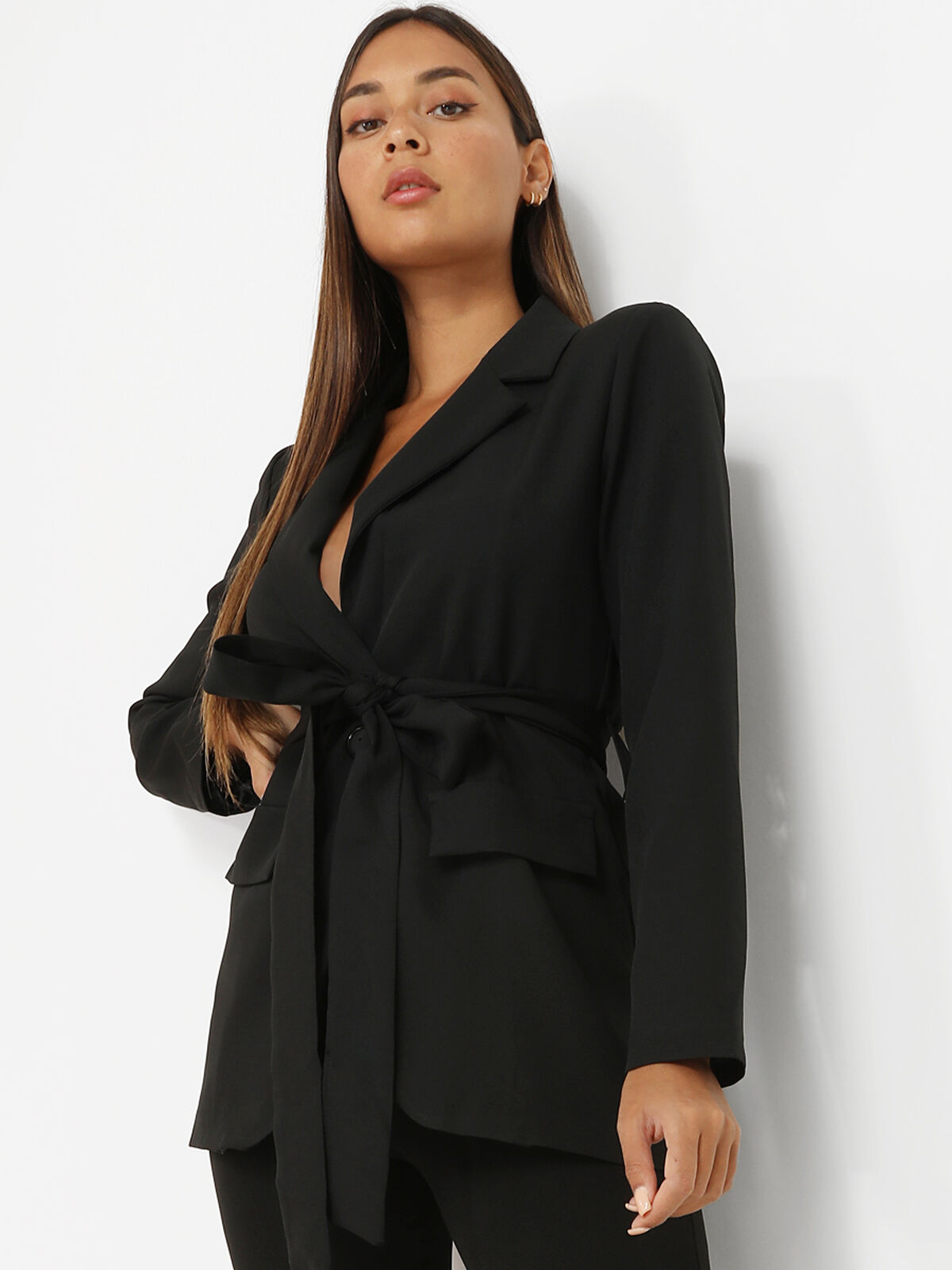 Veste blazer à nouer- Noir