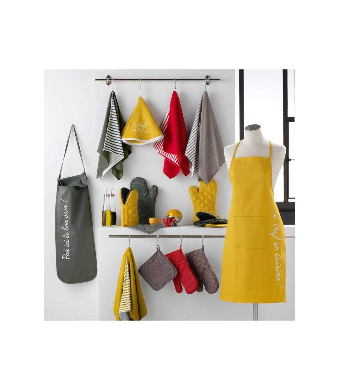 Lot de 3 Torchons Microfibre Cuistot 40x40cm Jaune