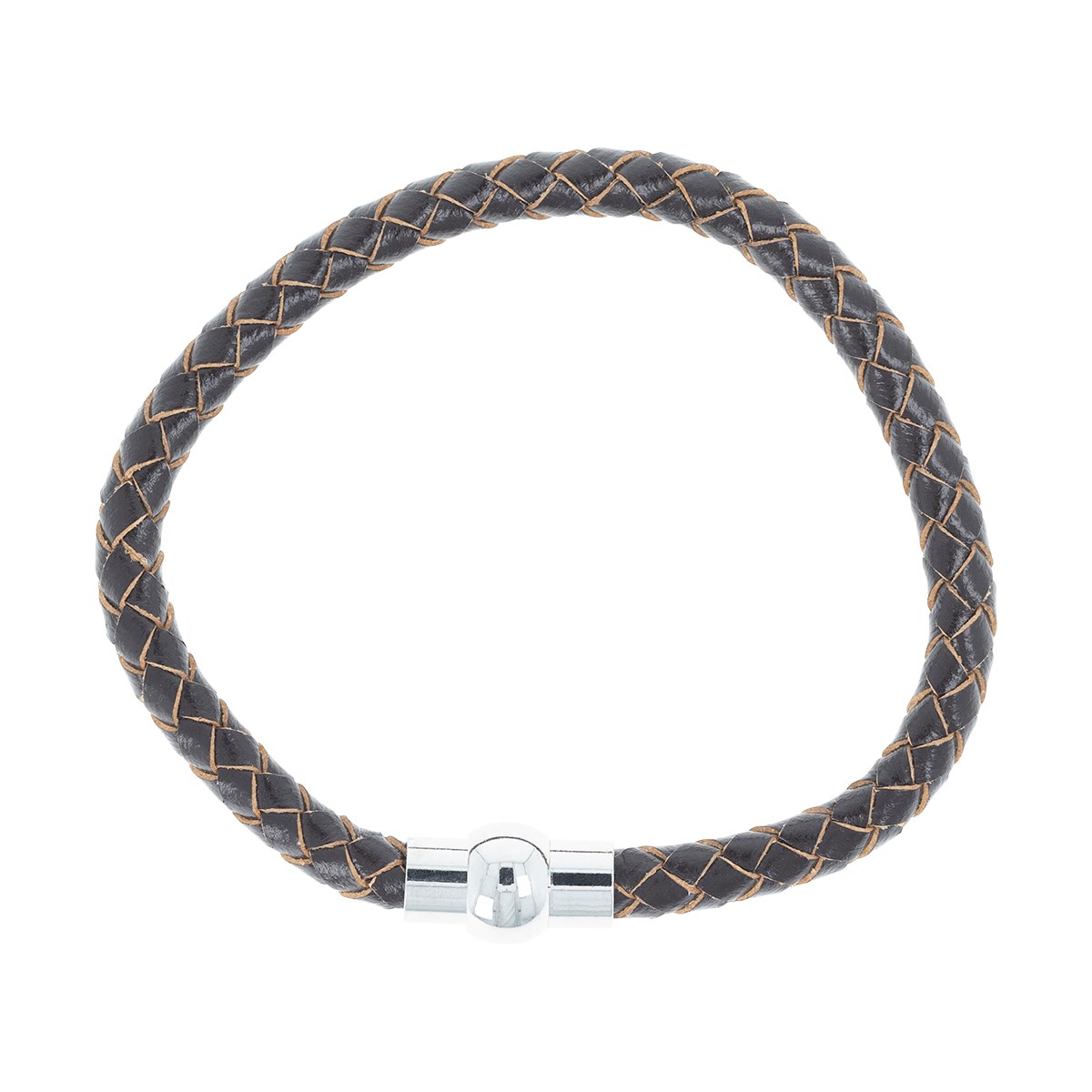 Bracelet acier avec cuir marron