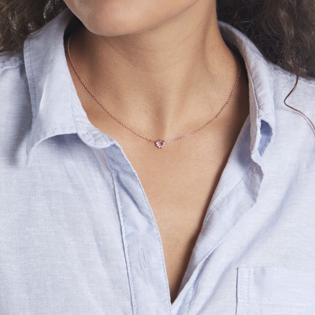 Collier Pavel Argent Rose Oxyde De Zirconium
