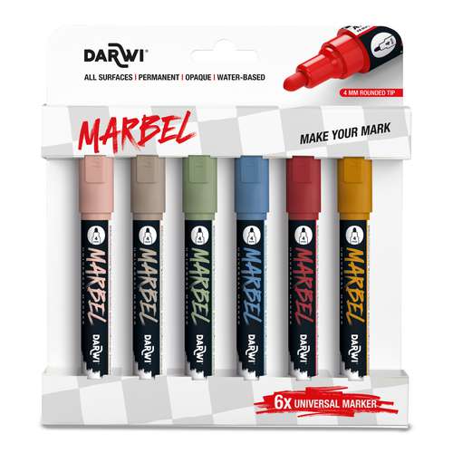 DARWI® Marbel Universalmarker 6er-Sets, 4 mm Rundspitze