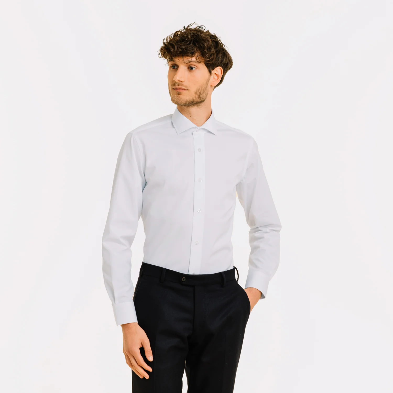 White double-twisted poplin shirt