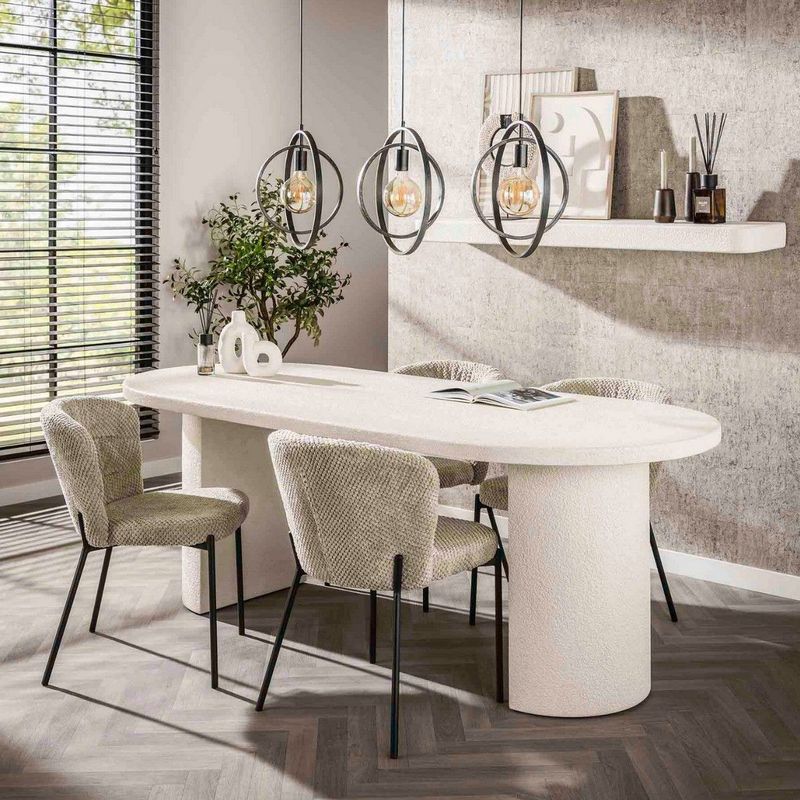 Fraaai Katie eetkamertafel arch stone 215x90cm - marmer composiet -  Marmer