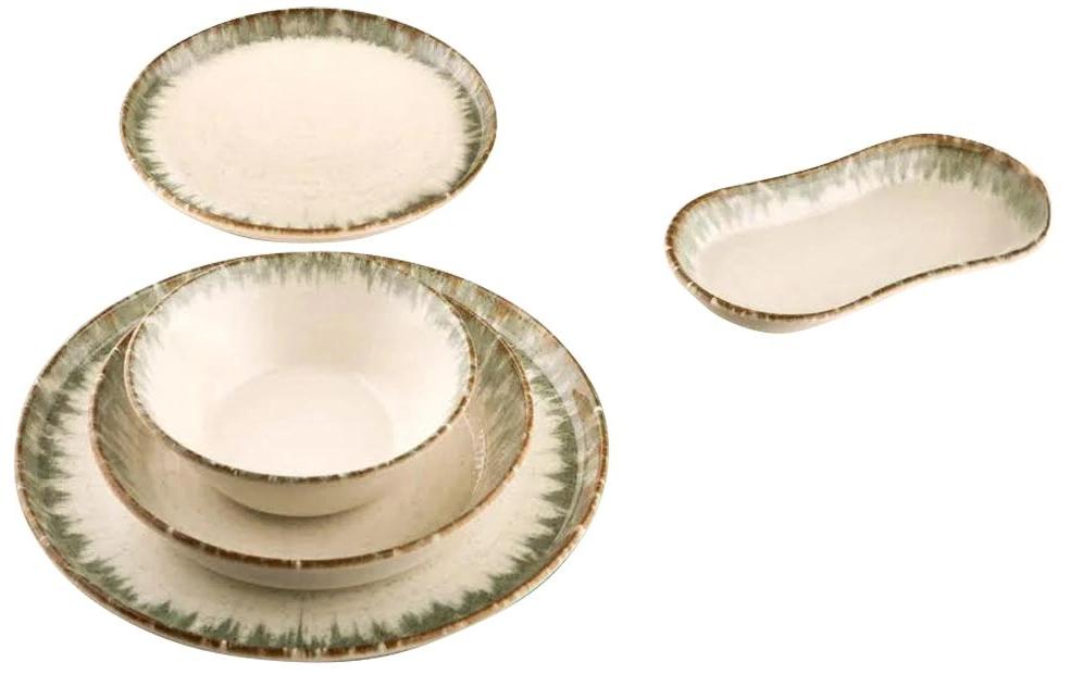 Speise-Service Grün/Braun/Weiss<br>Tafelservice (27 Stück)