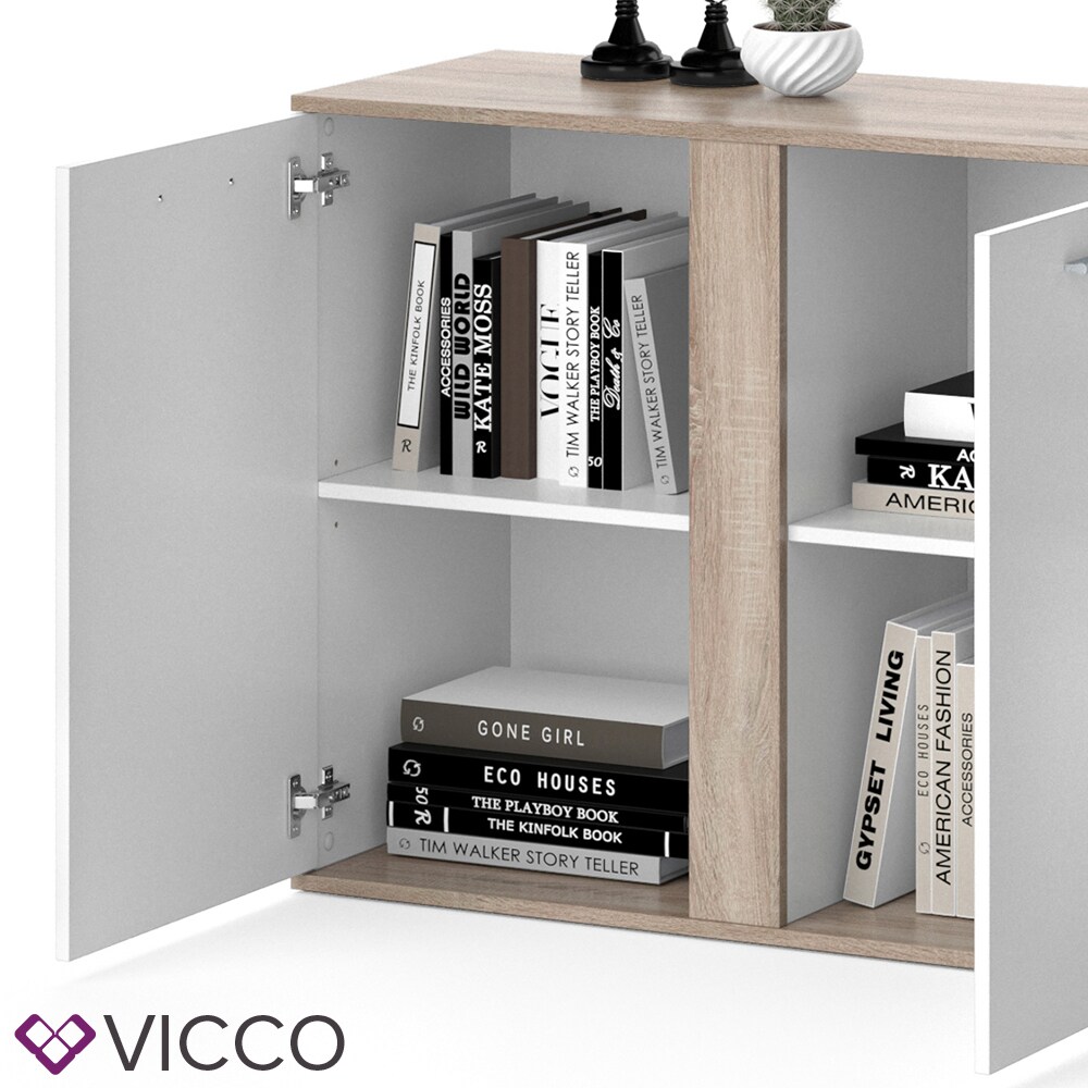 VICCO Sideboard NOVELLI Highboard weiß sonoma Kommode Anrichte Schrank 3 Türen