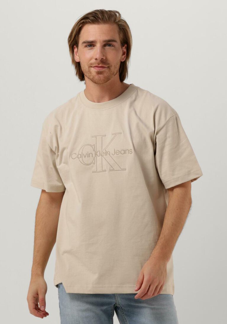 CALVIN KLEIN beige calvin klein t-shirt monologo washed tee