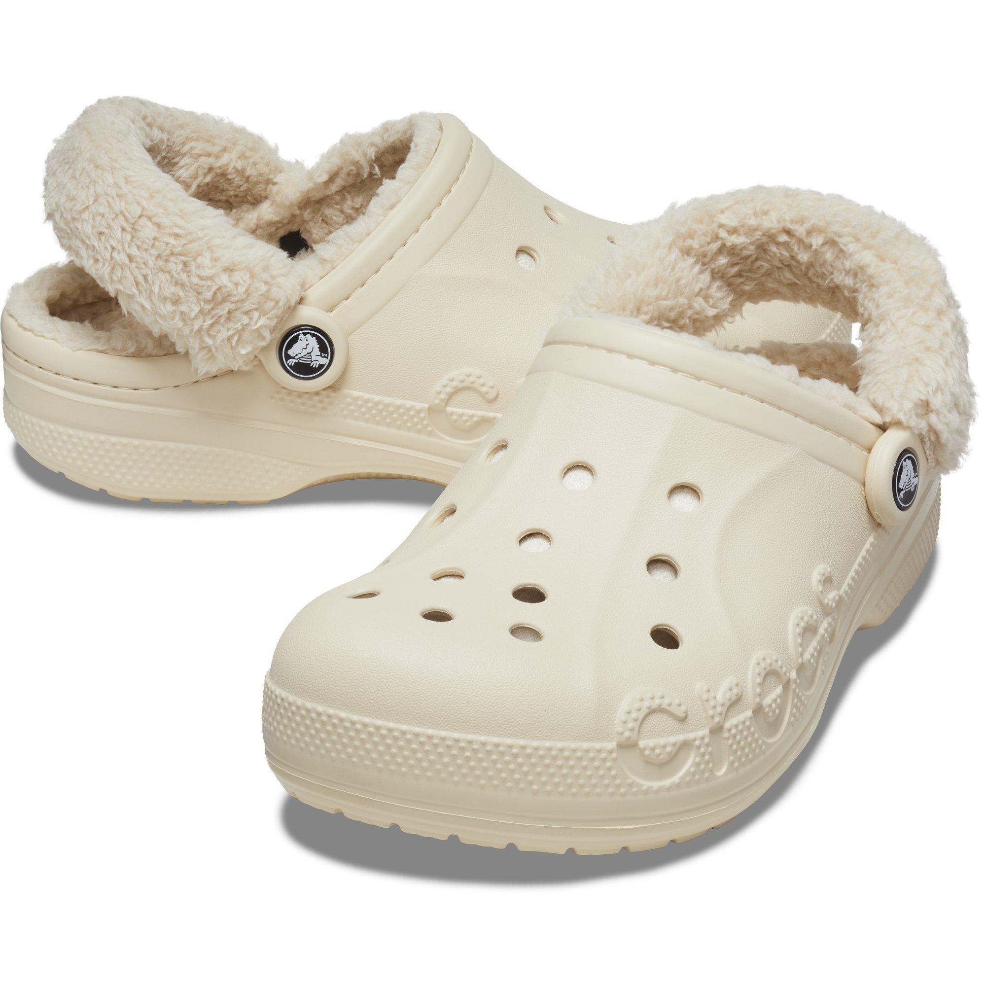 Crocs Baya Lined Fuzz Strap Clogs Womens
