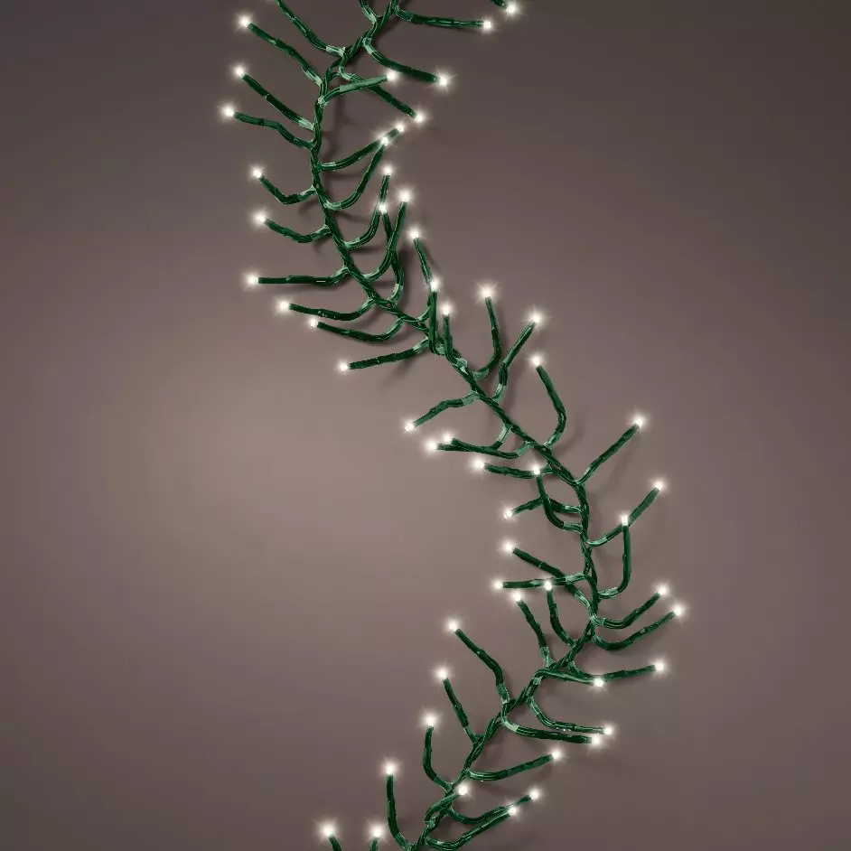 Guirlande lumineuse raccordable 5 m 500 LED câble vert Grappe Blanc chaud